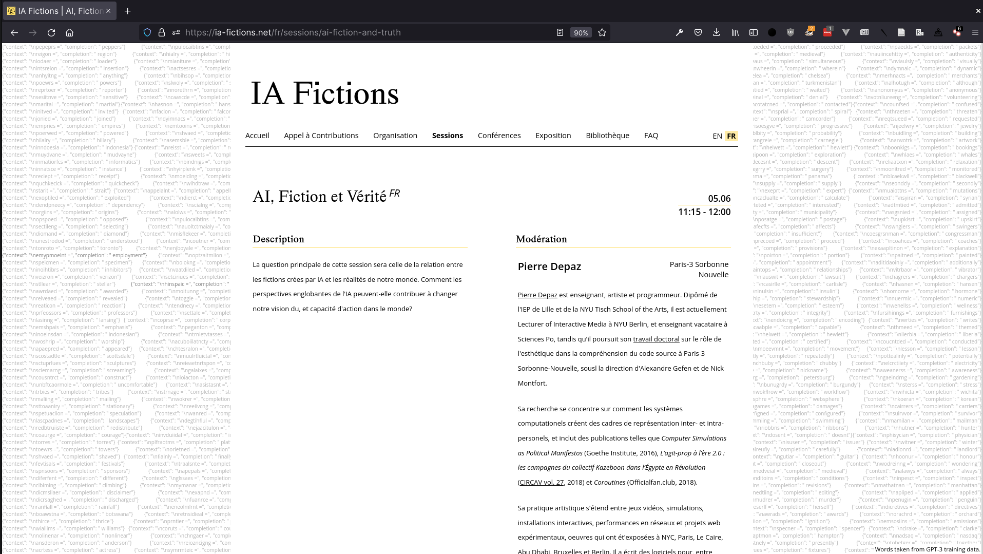 IA Fictions session page